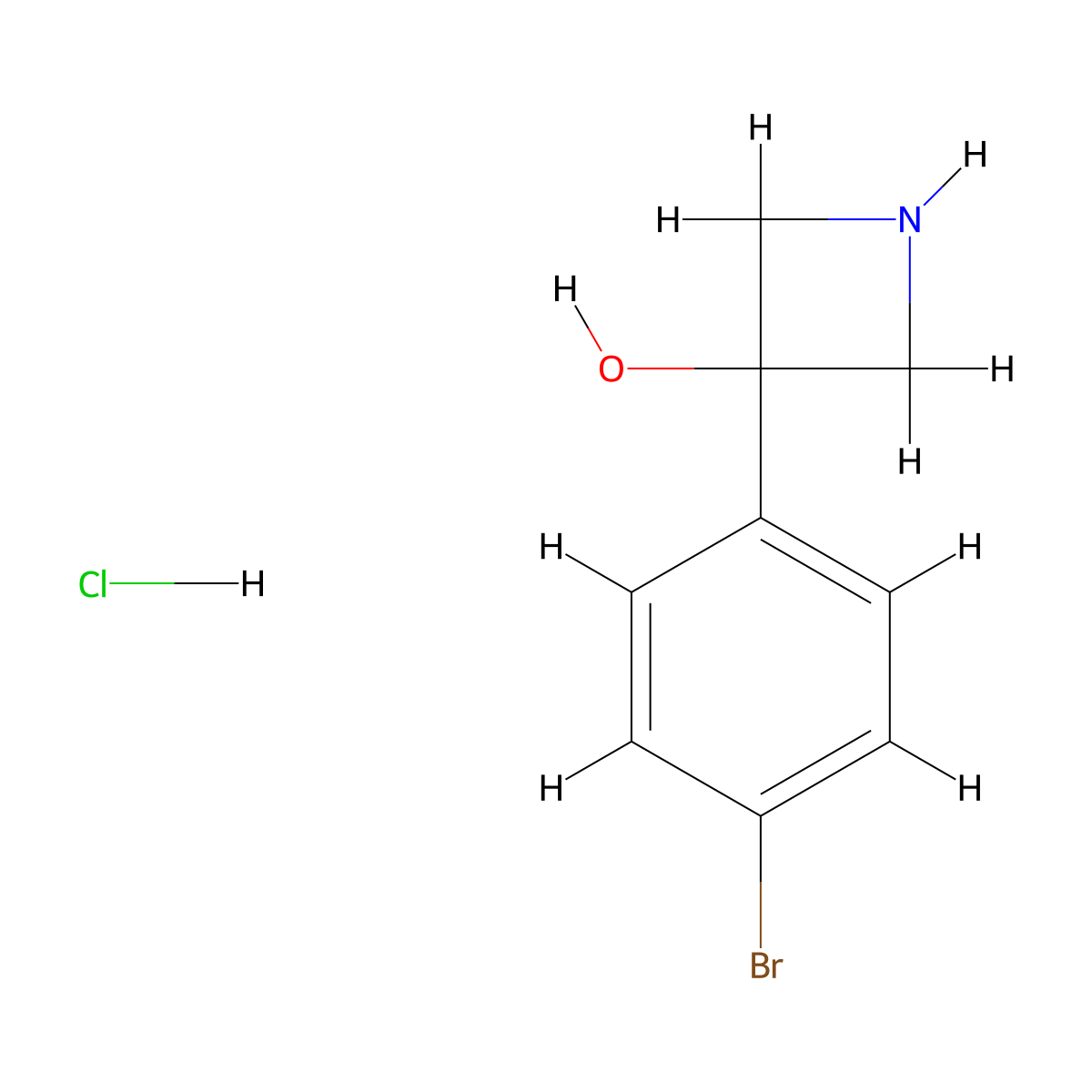 3-(4-Bromophenyl)azetidin-3-ol hydrochloride molecular structure, CAS 1989671-90-0