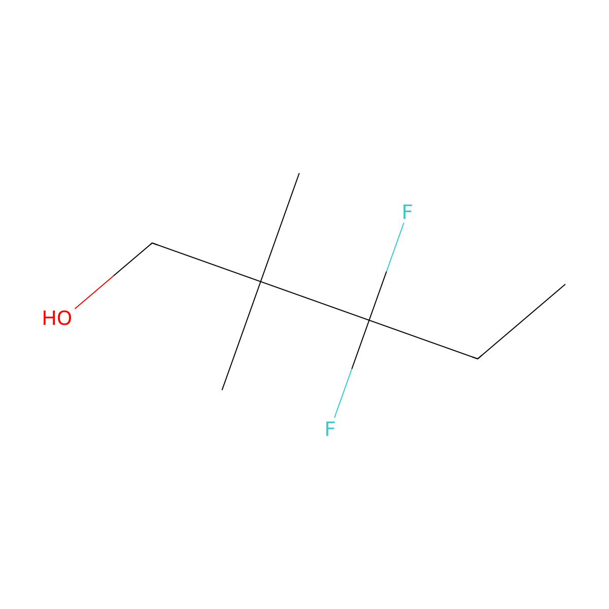 3,3-Difluoro-2,2-dimethylpentan-1-ol molecular structure, CAS 1989671-96-6