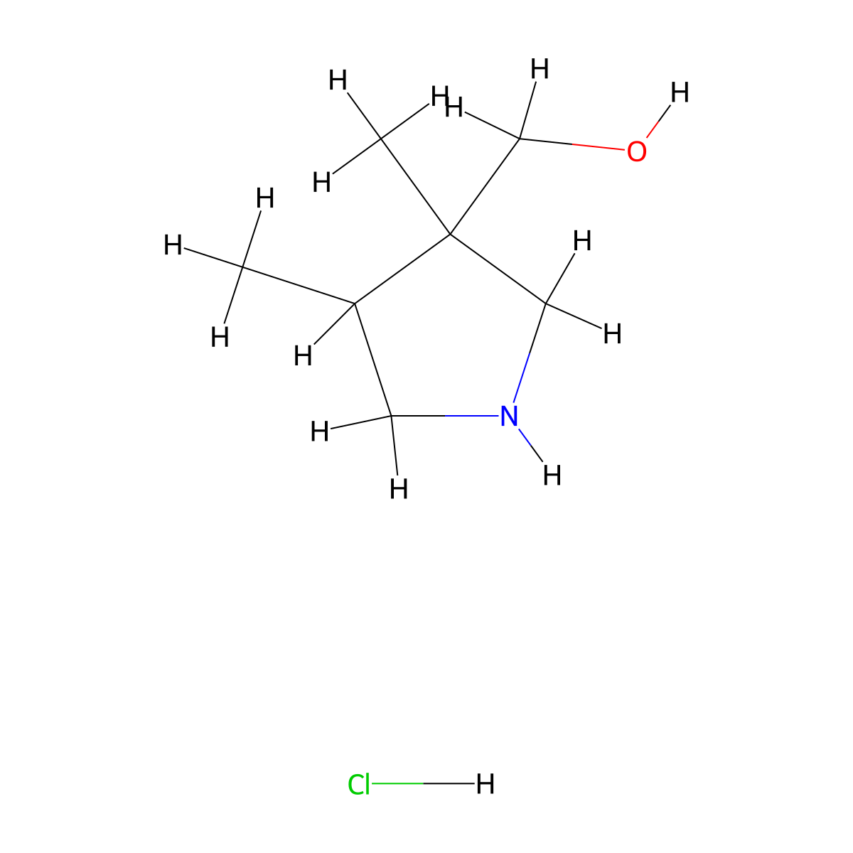 (3,4-Dimethylpyrrolidin-3-yl)methanol hydrochloride molecular structure, CAS 1989672-09-4