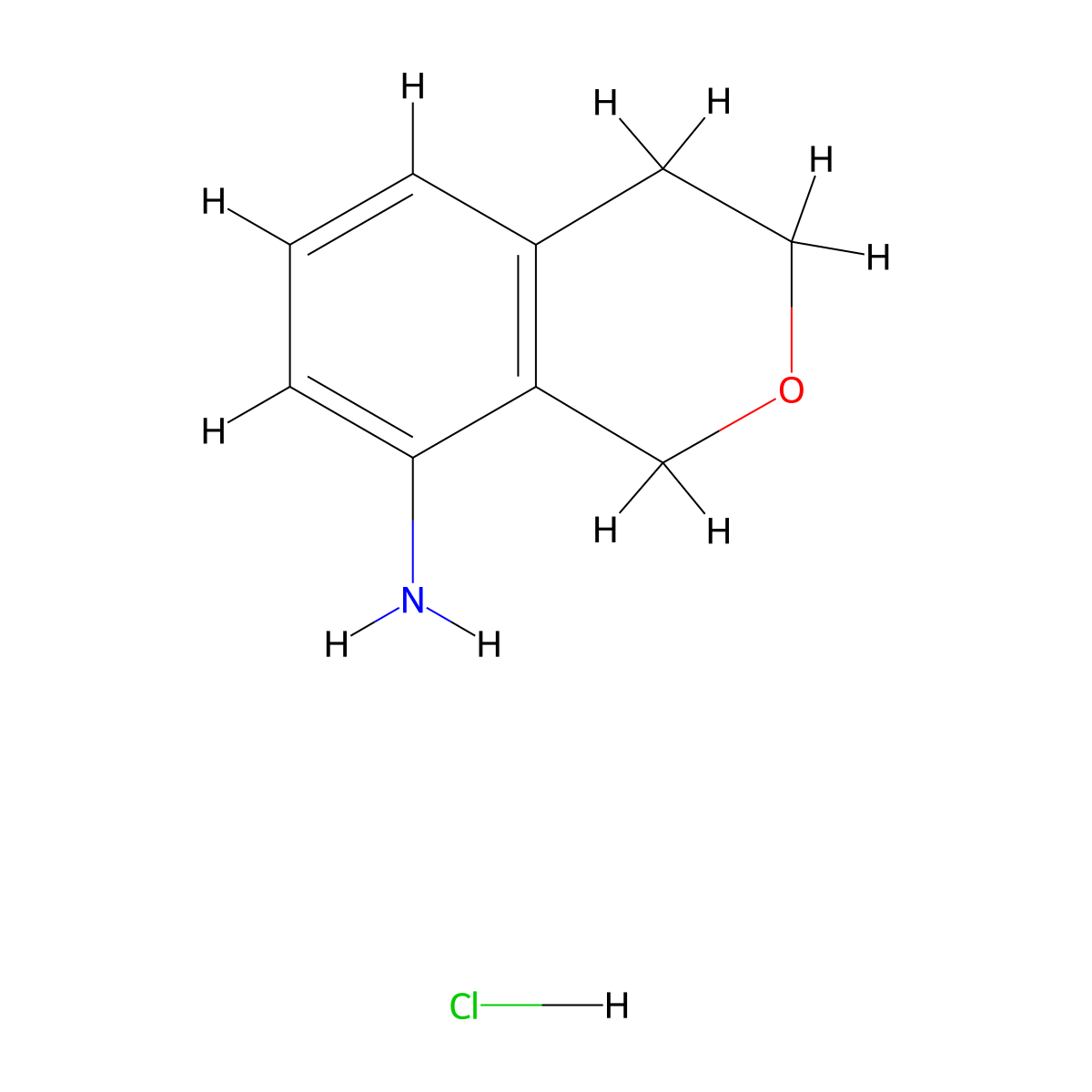 3,4-dihydro-1H-2-benzopyran-8-amine hydrochloride molecular structure, CAS 1989672-10-7