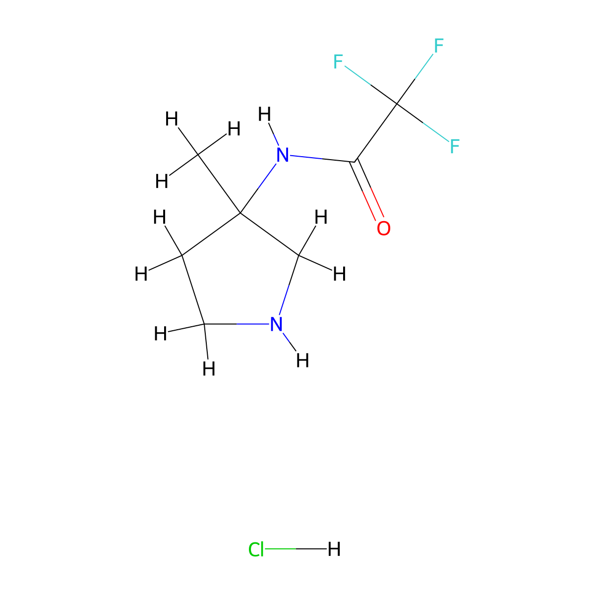 2,2,2-trifluoro-N-(3-methylpyrrolidin-3-yl)acetamide hydrochloride molecular structure, CAS 1989672-11-8