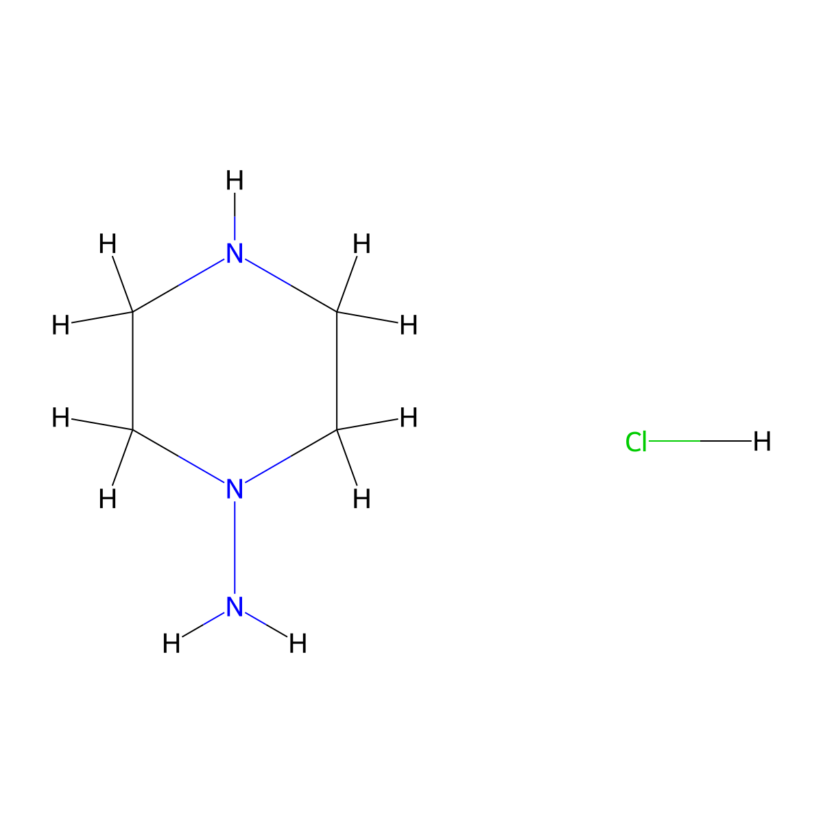 Piperazin-1-amine hydrochloride molecular structure, CAS 1989672-12-9