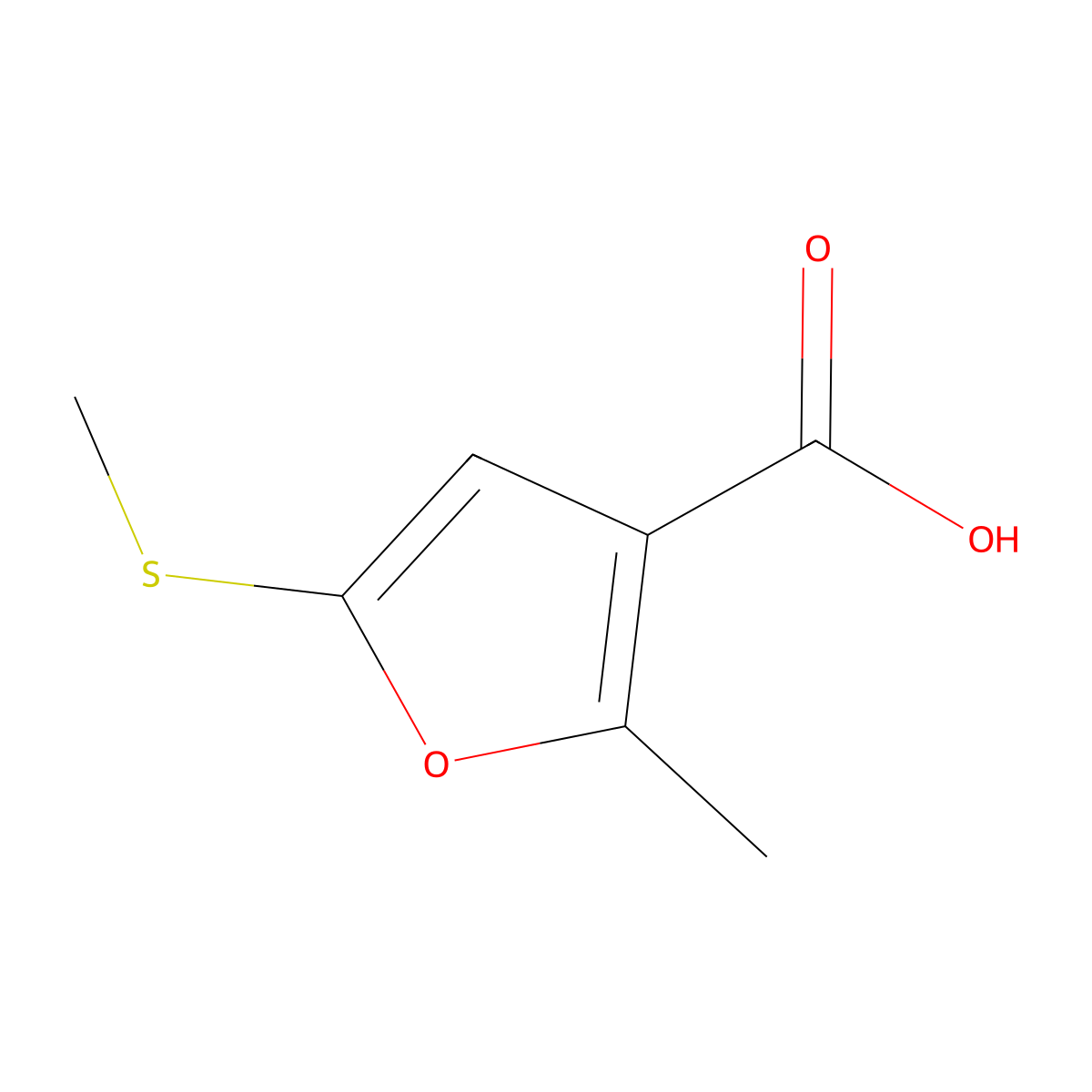 2-Methyl-5-(methylsulfanyl)furan-3-carboxylic acid molecular structure, CAS 1989672-14-1