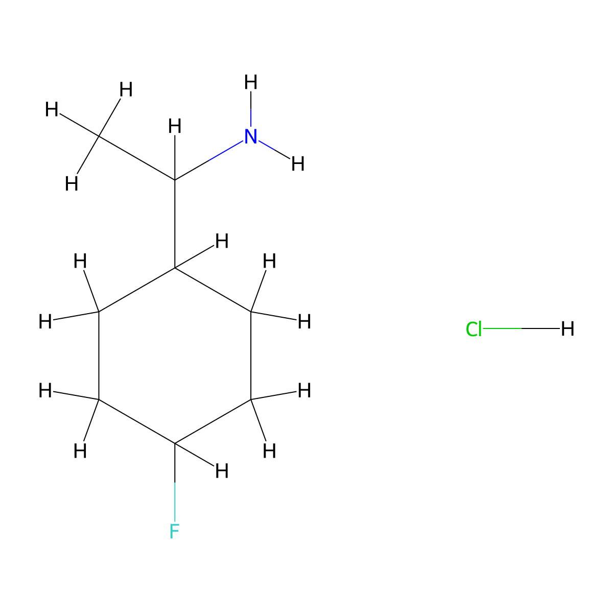 1-(4-Fluorocyclohexyl)ethan-1-amine hydrochloride molecular structure, CAS 1989672-16-3