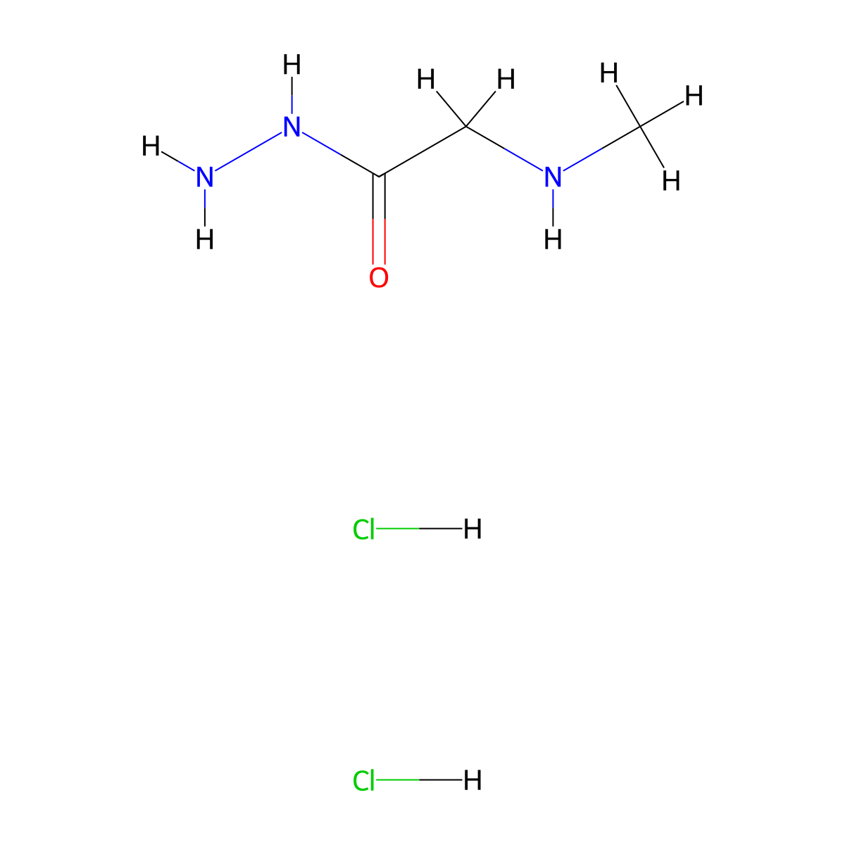 2-(Methylamino)acetohydrazide dihydrochloride molecular structure, CAS 1989672-20-9