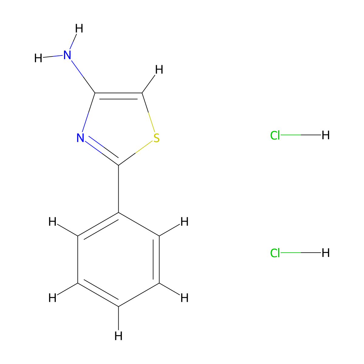 2-Phenyl-1,3-thiazol-4-amine dihydrochloride molecular structure, CAS 1989672-31-2