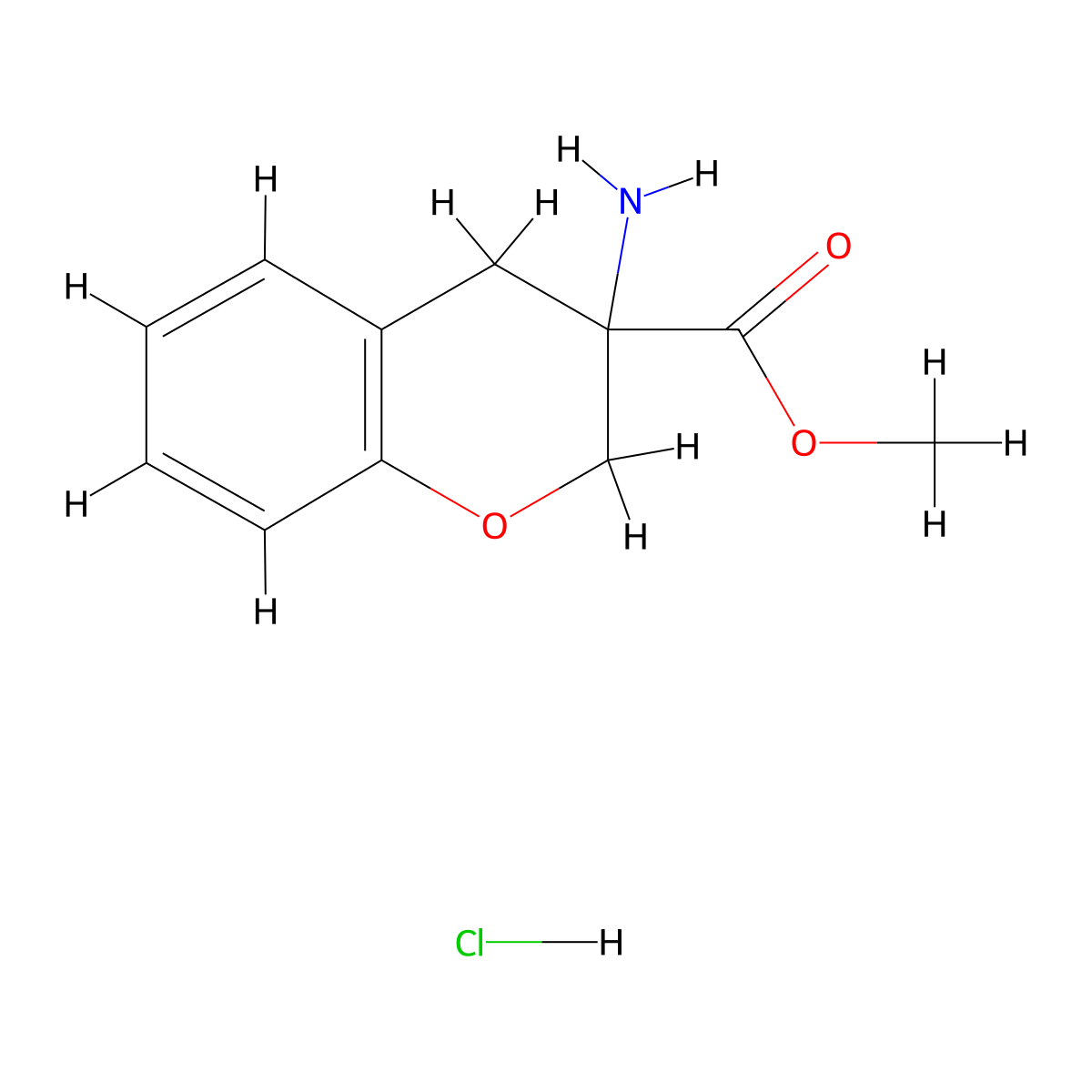 methyl 3-amino-3,4-dihydro-2H-1-benzopyran-3-carboxylate hydrochloride molecular structure, CAS 1989672-39-0