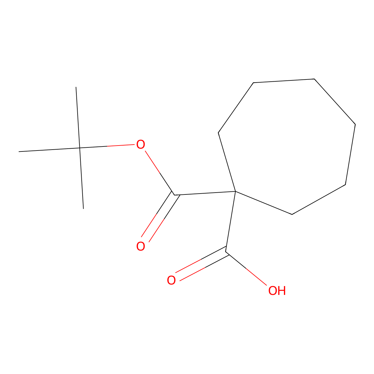 1-[(Tert-butoxy)carbonyl]cycloheptane-1-carboxylic acid molecular structure, CAS 1989672-44-7