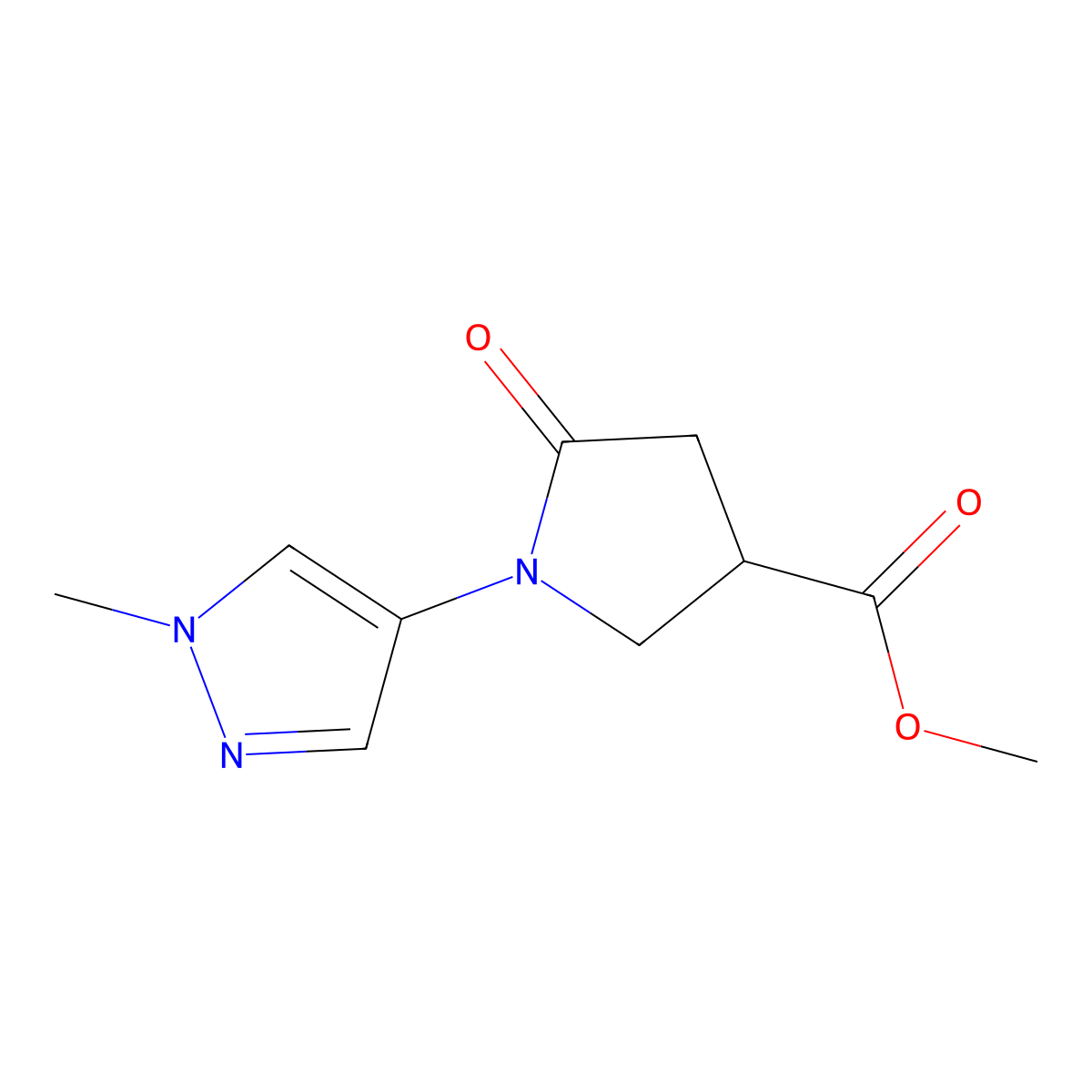 methyl 1-(1-methyl-1H-pyrazol-4-yl)-5-oxopyrrolidine-3-carboxylate molecular structure, CAS 1989672-48-1