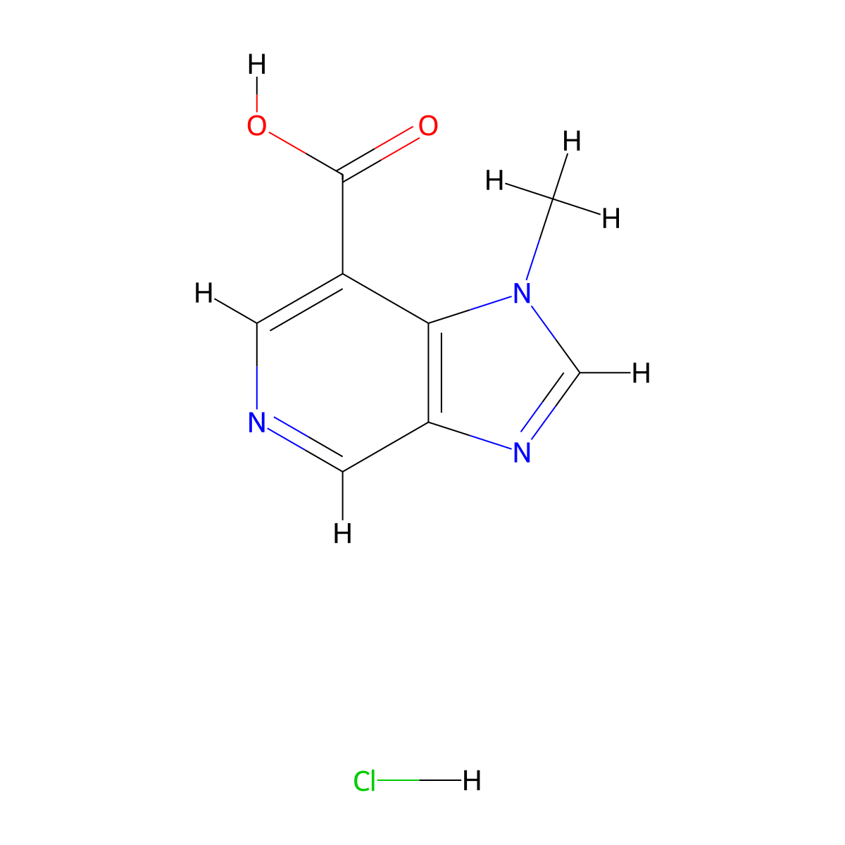 1-methyl-1H-imidazo[4,5-c]pyridine-7-carboxylic acid hydrochloride molecular structure, CAS 1989672-50-5
