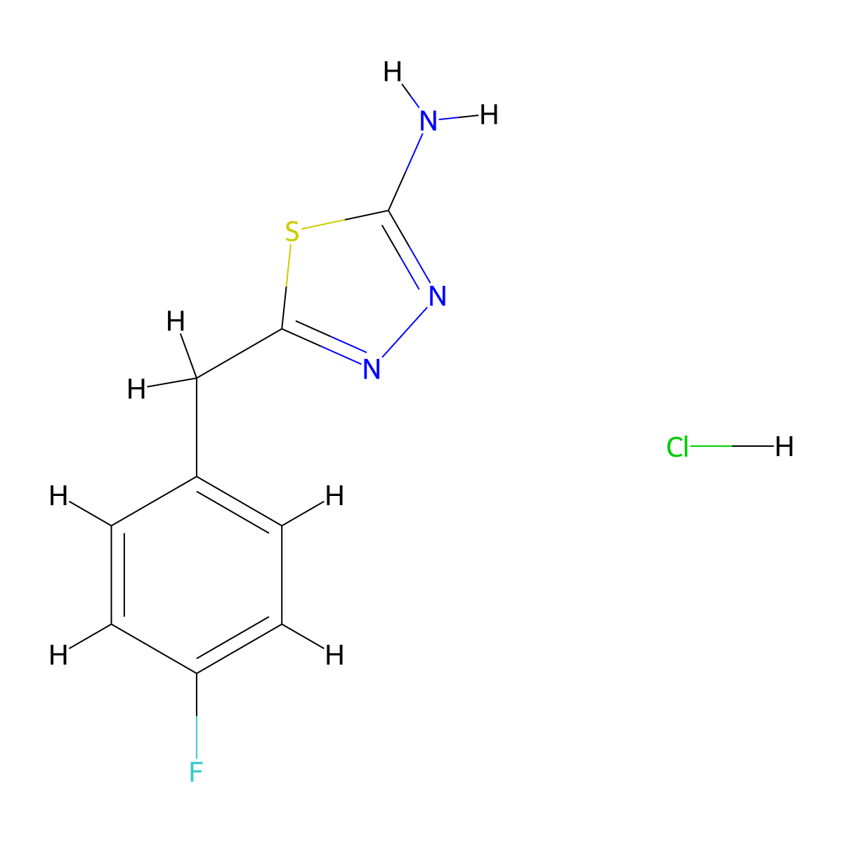 5-[(4-Fluorophenyl)methyl]-1,3,4-thiadiazol-2-amine hydrochloride molecular structure, CAS 1989672-53-8