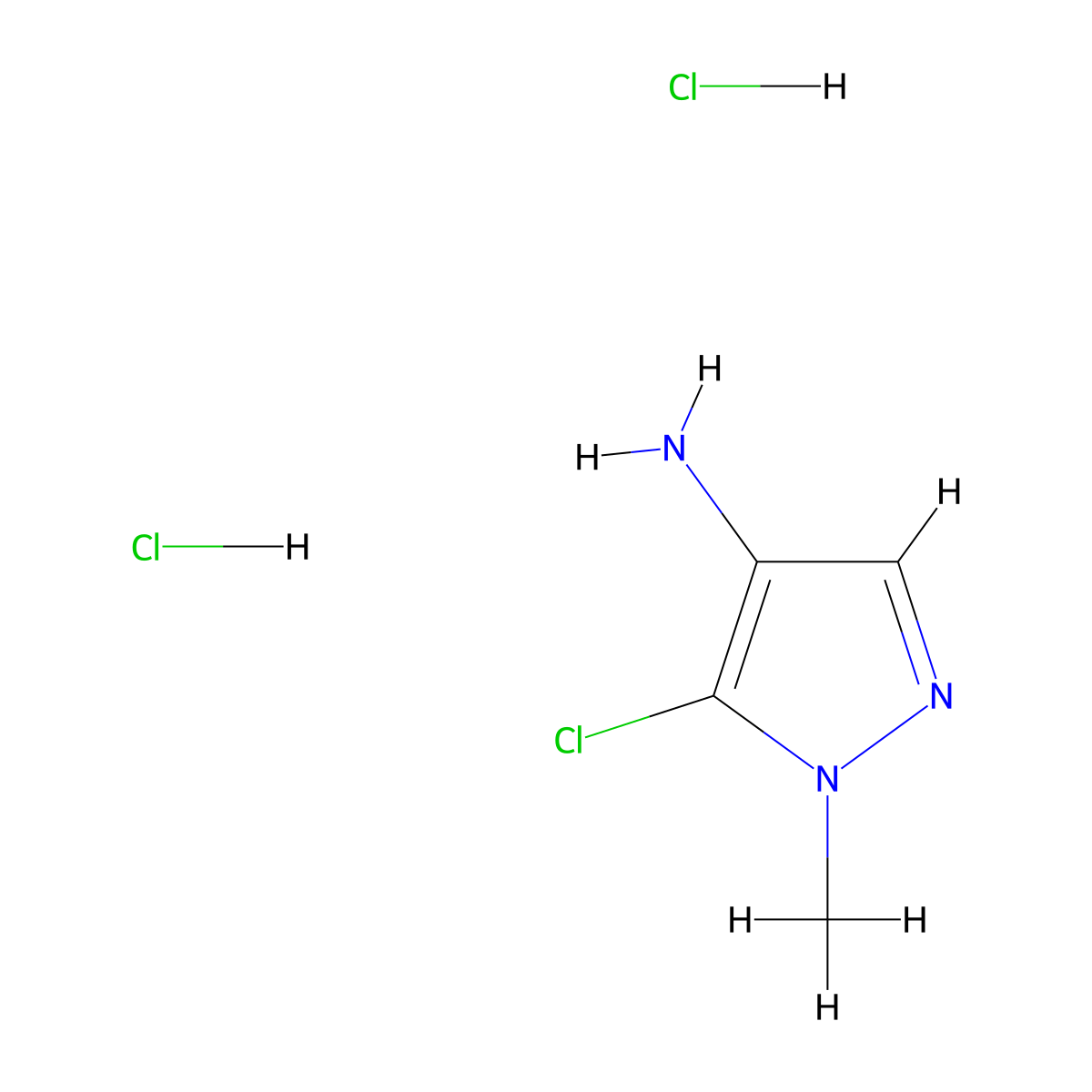 5-chloro-1-methyl-1H-pyrazol-4-amine dihydrochloride molecular structure, CAS 1989672-54-9