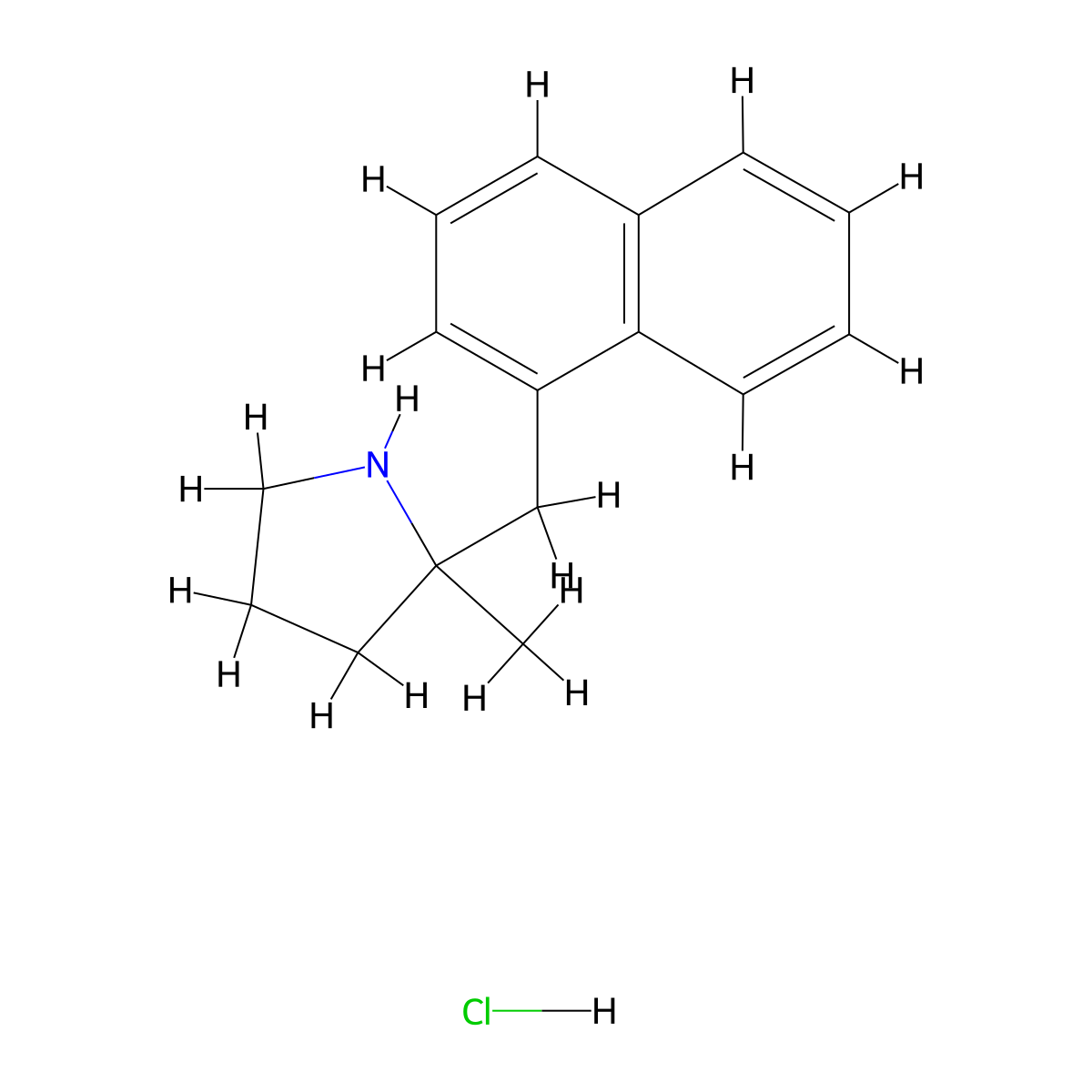 2-Methyl-2-[(naphthalen-1-yl)methyl]pyrrolidine hydrochloride molecular structure, CAS 1989672-55-0