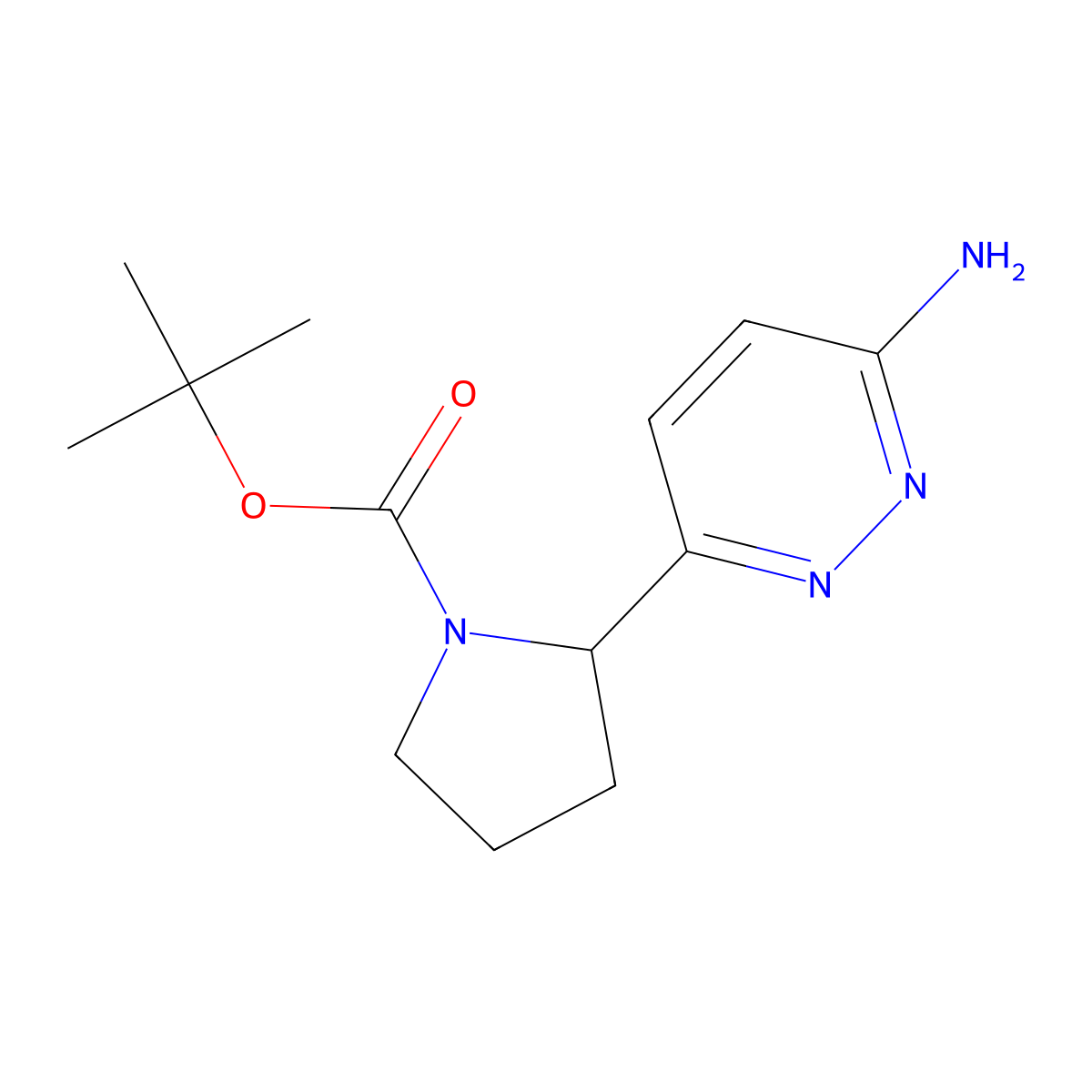 tert-Butyl 2-(6-aminopyridazin-3-yl)pyrrolidine-1-carboxylate molecular structure, CAS 1989672-62-9