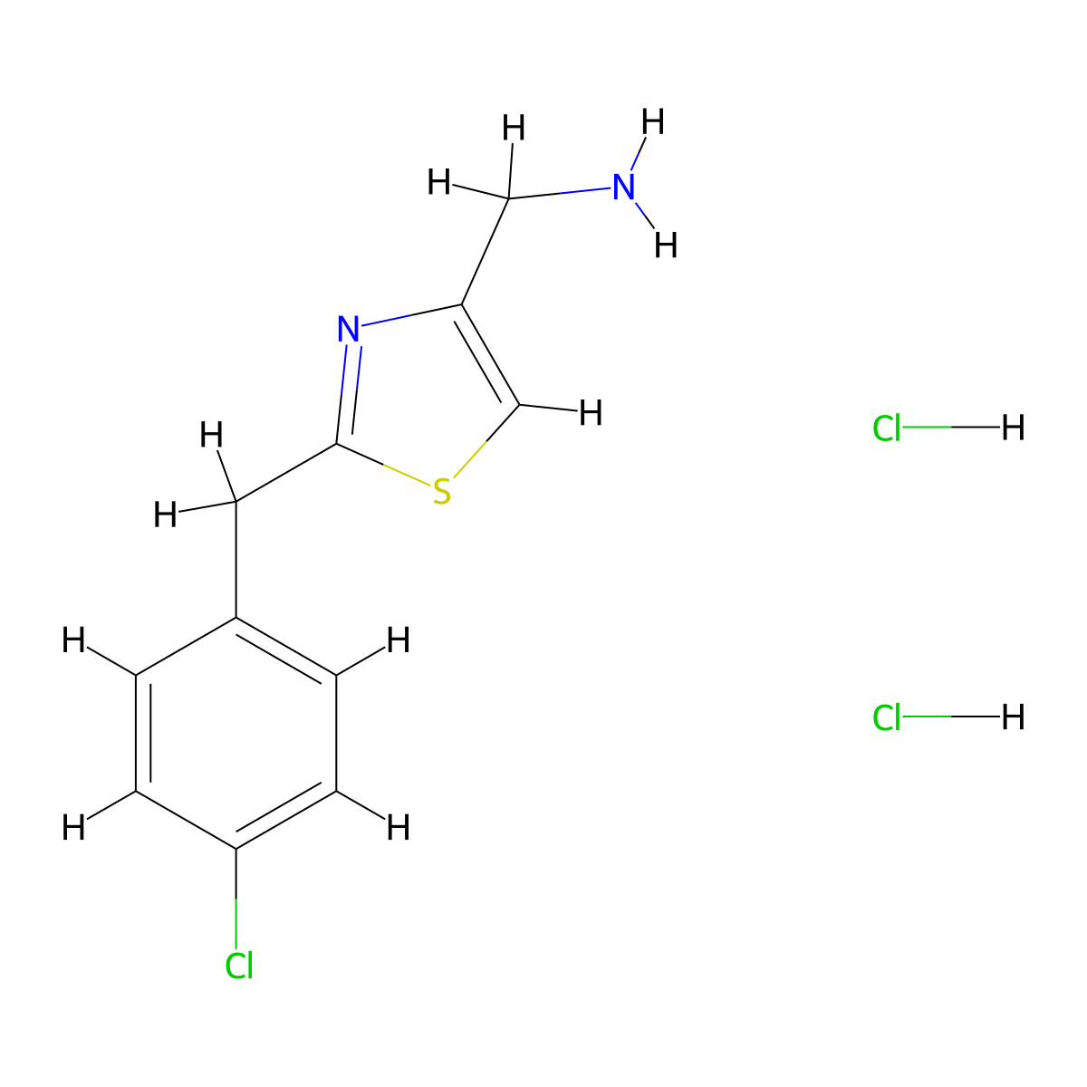 {2-[(4-Chlorophenyl)methyl]-1,3-thiazol-4-yl}methanamine dihydrochloride molecular structure, CAS 1989672-64-1
