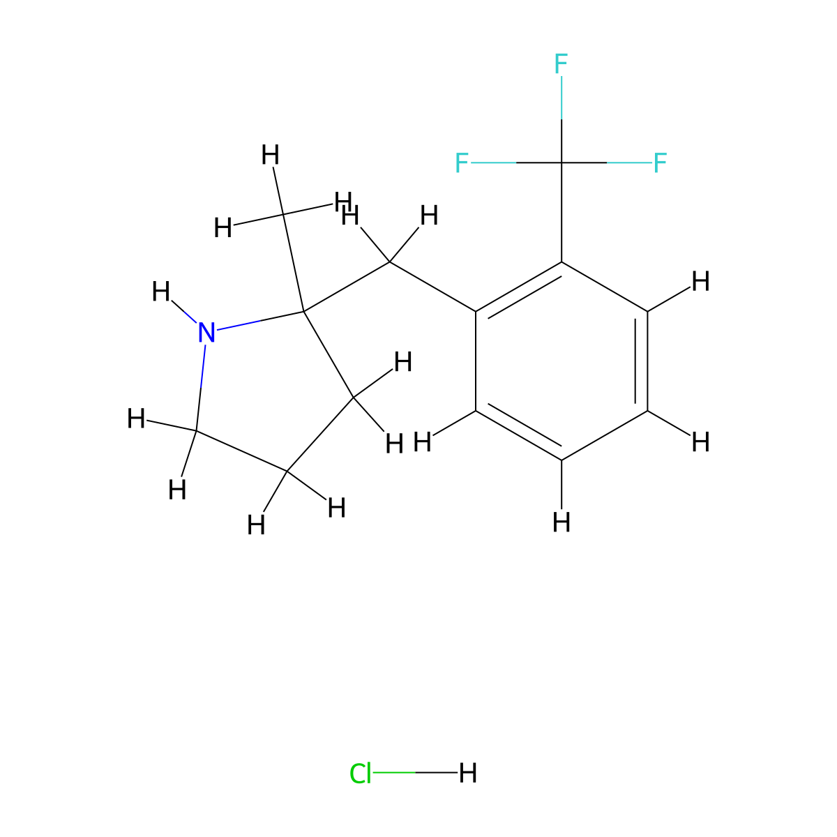 2-Methyl-2-{[2-(trifluoromethyl)phenyl]methyl}pyrrolidine hydrochloride molecular structure, CAS 1989672-72-1