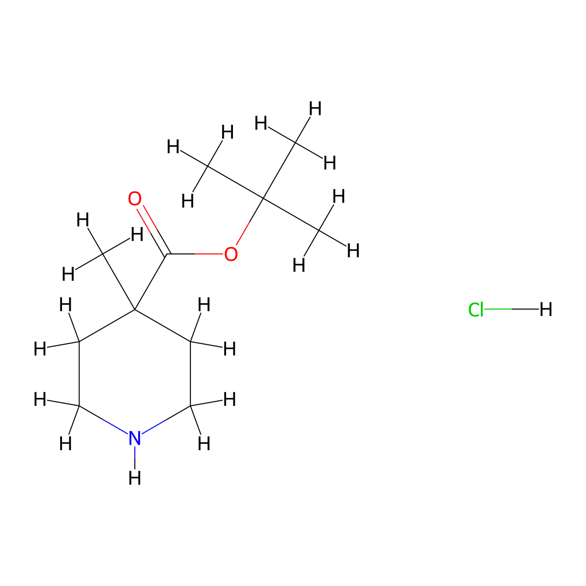 Tert-butyl 4-methylpiperidine-4-carboxylate hydrochloride molecular structure, CAS 1989672-82-3