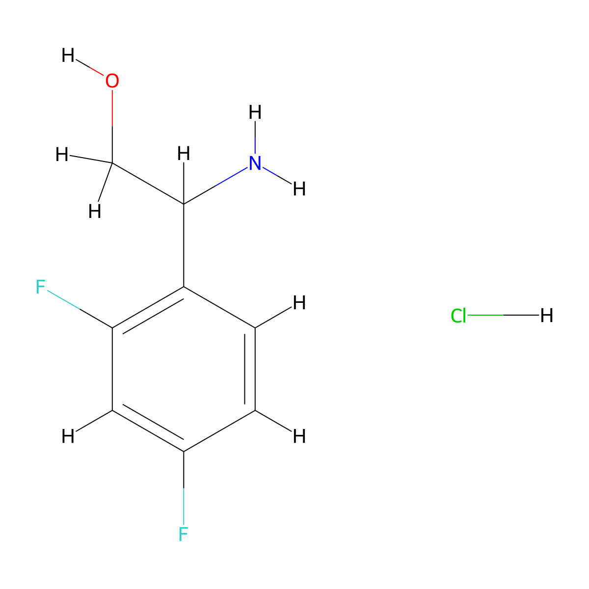 2-Amino-2-(2,4-difluorophenyl)ethan-1-ol hydrochloride molecular structure, CAS 1989672-90-3