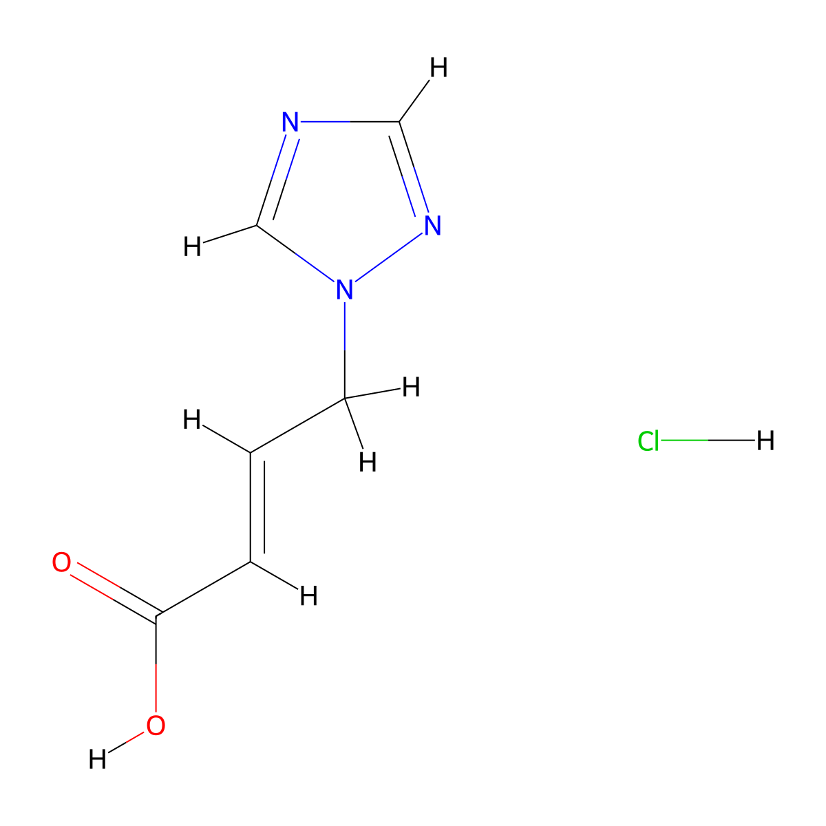 (2E)-4-(1H-1,2,4-triazol-1-yl)but-2-enoic acid hydrochloride, E molecular structure, CAS 1989683-20-6