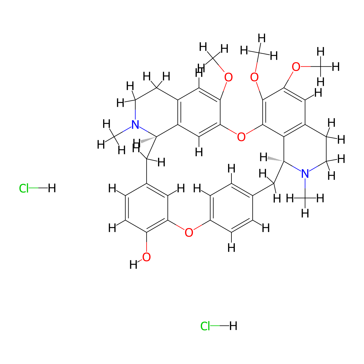 Oxyacanthine dihydrochloride molecular structure, CAS 19897-98-4