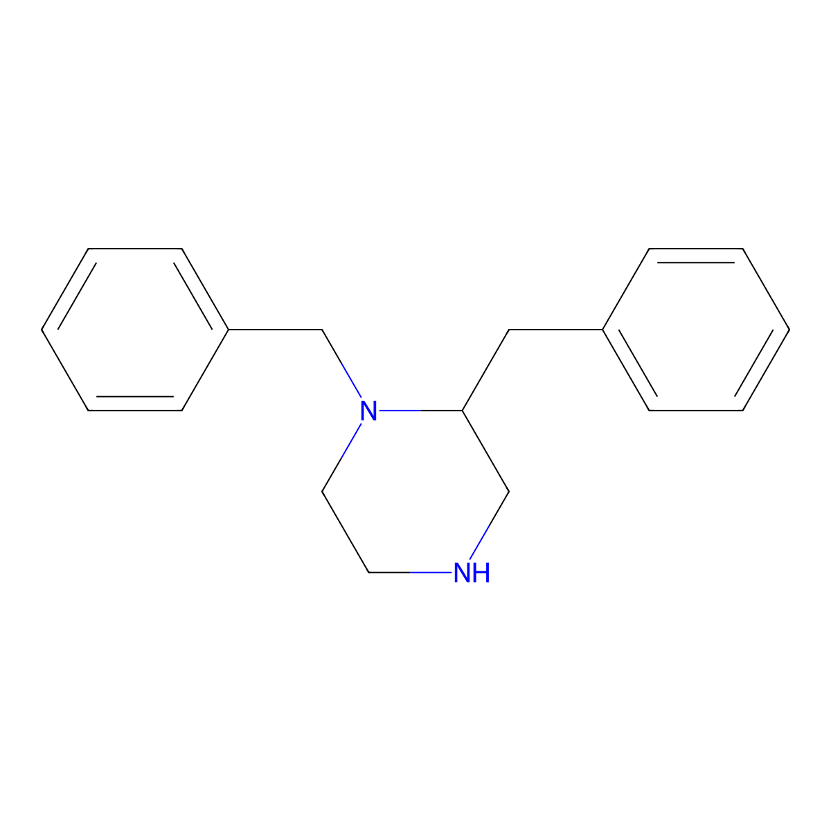 1,2-Dibenzylpiperazine molecular structure, CAS 198973-94-3