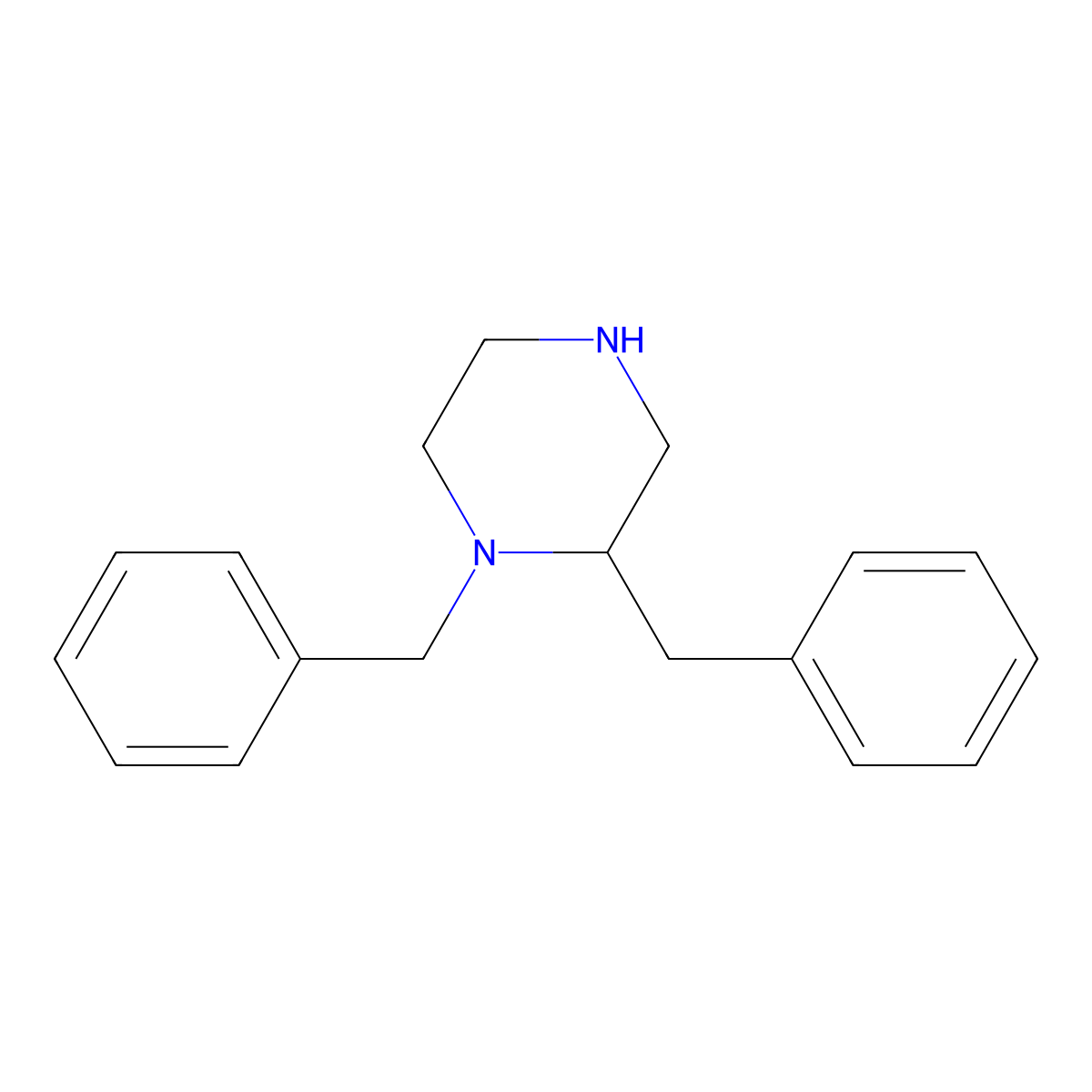 1,2-Dibenzylpiperazine molecular structure, CAS 198973-94-3