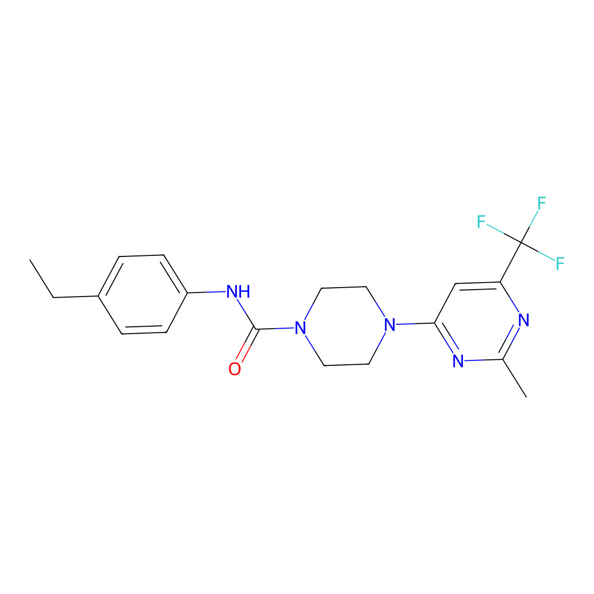 N-(4-ethylphenyl)-4-[2-methyl-6-(trifluoromethyl)pyrimidin-4-yl]piperazine-1-carboxamide molecular structure, CAS 1989756-62-8