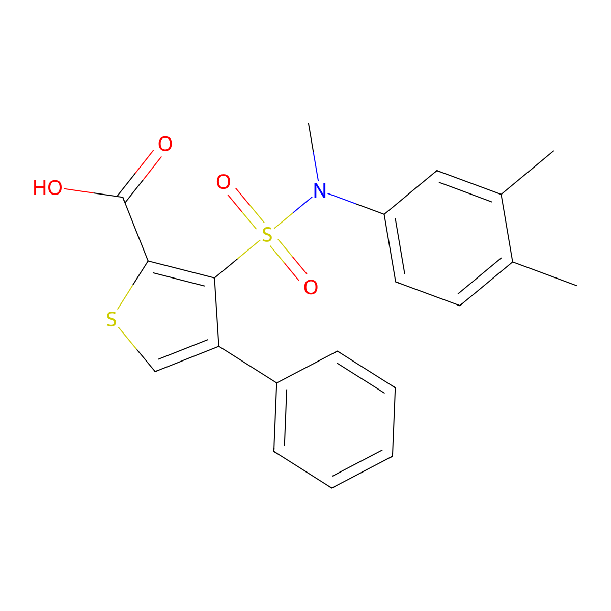 3-{[(3,4-Dimethylphenyl)(methyl)amino]sulfonyl}-4-phenylthiophene-2-carboxylic acid molecular structure, CAS 1989756-95-7