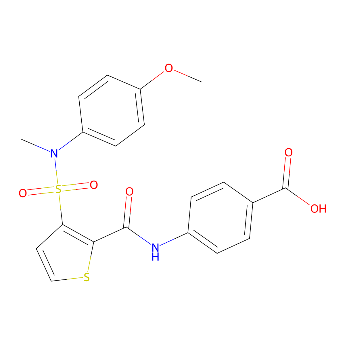 4-{[(3-{[(4-Methoxyphenyl)(methyl)amino]sulfonyl}-2-thienyl)carbonyl]amino}benzoic acid molecular structure, CAS 1989757-09-6
