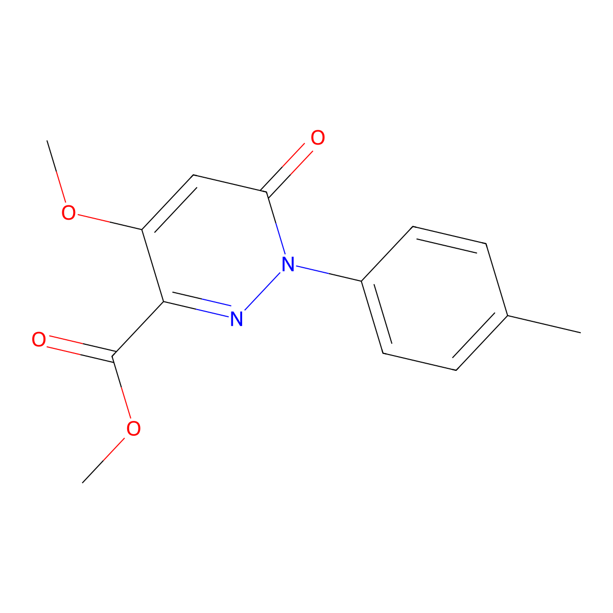 Methyl 4-methoxy-1-(4-methylphenyl)-6-oxo-1,6-dihydropyridazine-3-carboxylate molecular structure, CAS 1989757-53-0