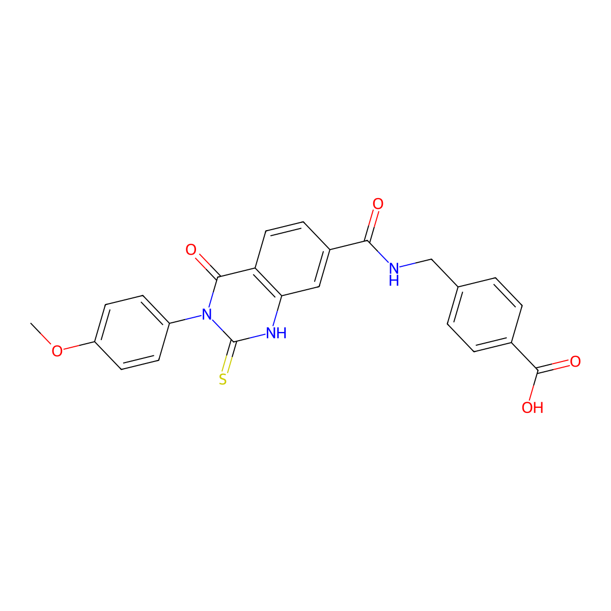 4-[({[2-Mercapto-3-(4-methoxyphenyl)-4-oxo-3,4-dihydroquinazolin-7-yl]carbonyl}amino)methyl]benzoic acid molecular structure, CAS 1989758-11-3