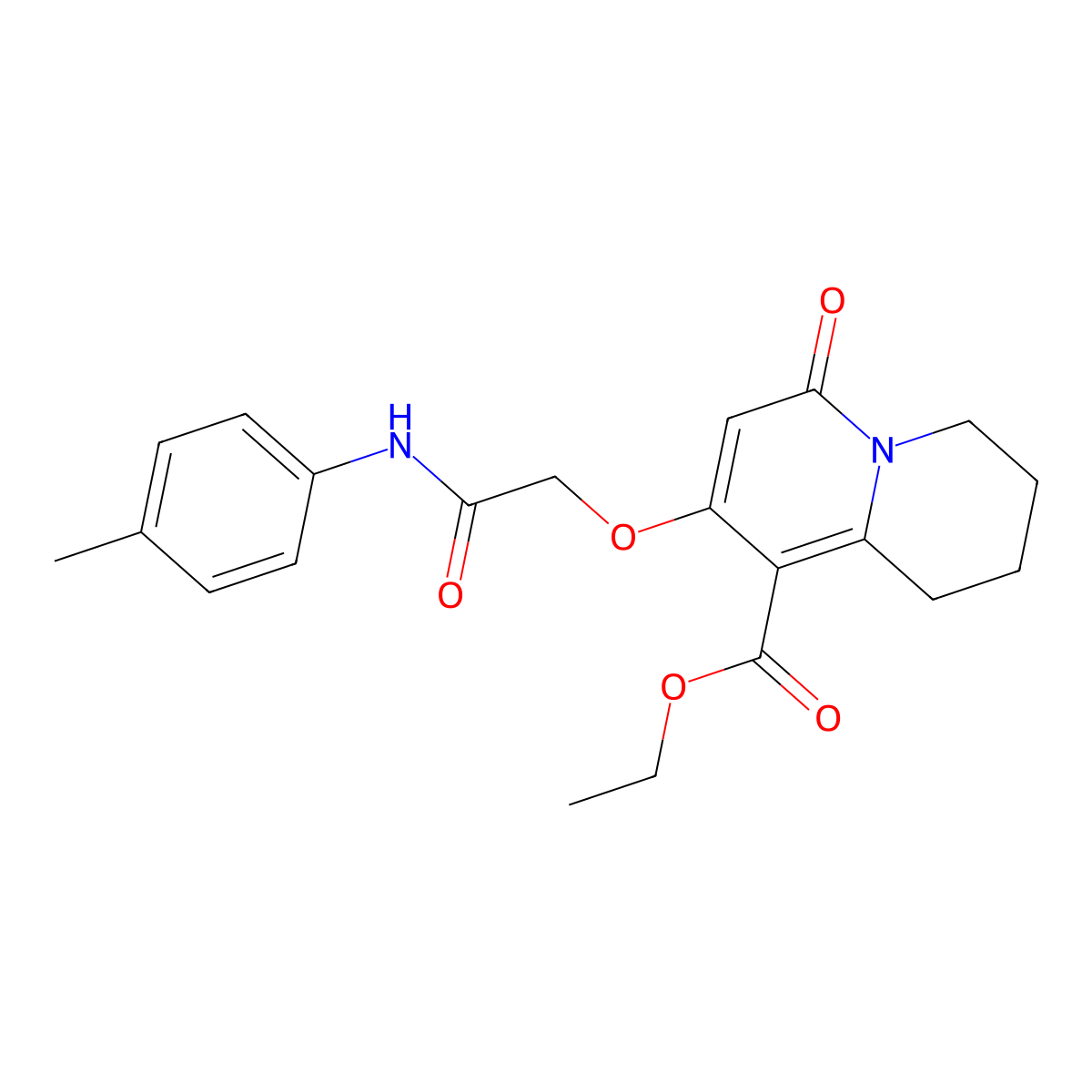 ethyl 8-{2-[(4-methylphenyl)amino]-2-oxoethoxy}-6-oxo-1,3,4,6-tetrahydro-2H-quinolizine-9-carboxylate molecular structure, CAS 1989758-40-8