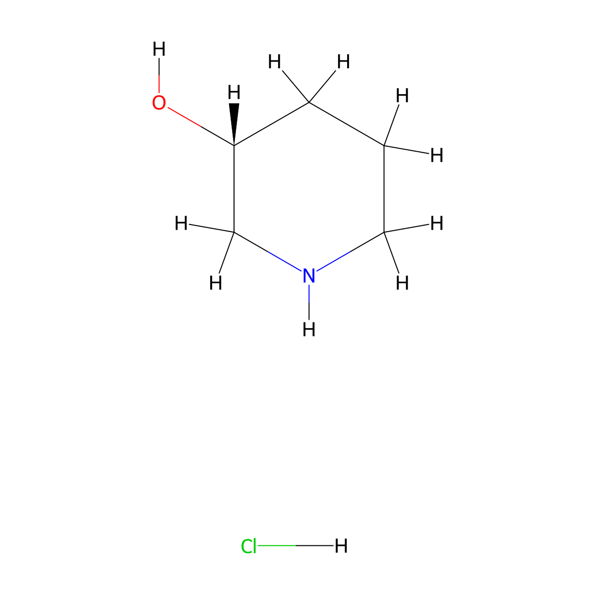 (3R)-piperidin-3-ol hydrochloride molecular structure, CAS 198976-43-1