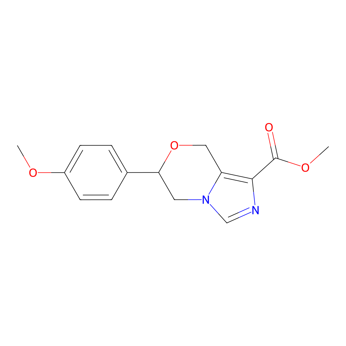 methyl 6-(4-methoxyphenyl)-5,6-dihydro-8H-imidazo[5,1-c][1,4]oxazine-1-carboxylate molecular structure, CAS 1989792-31-5