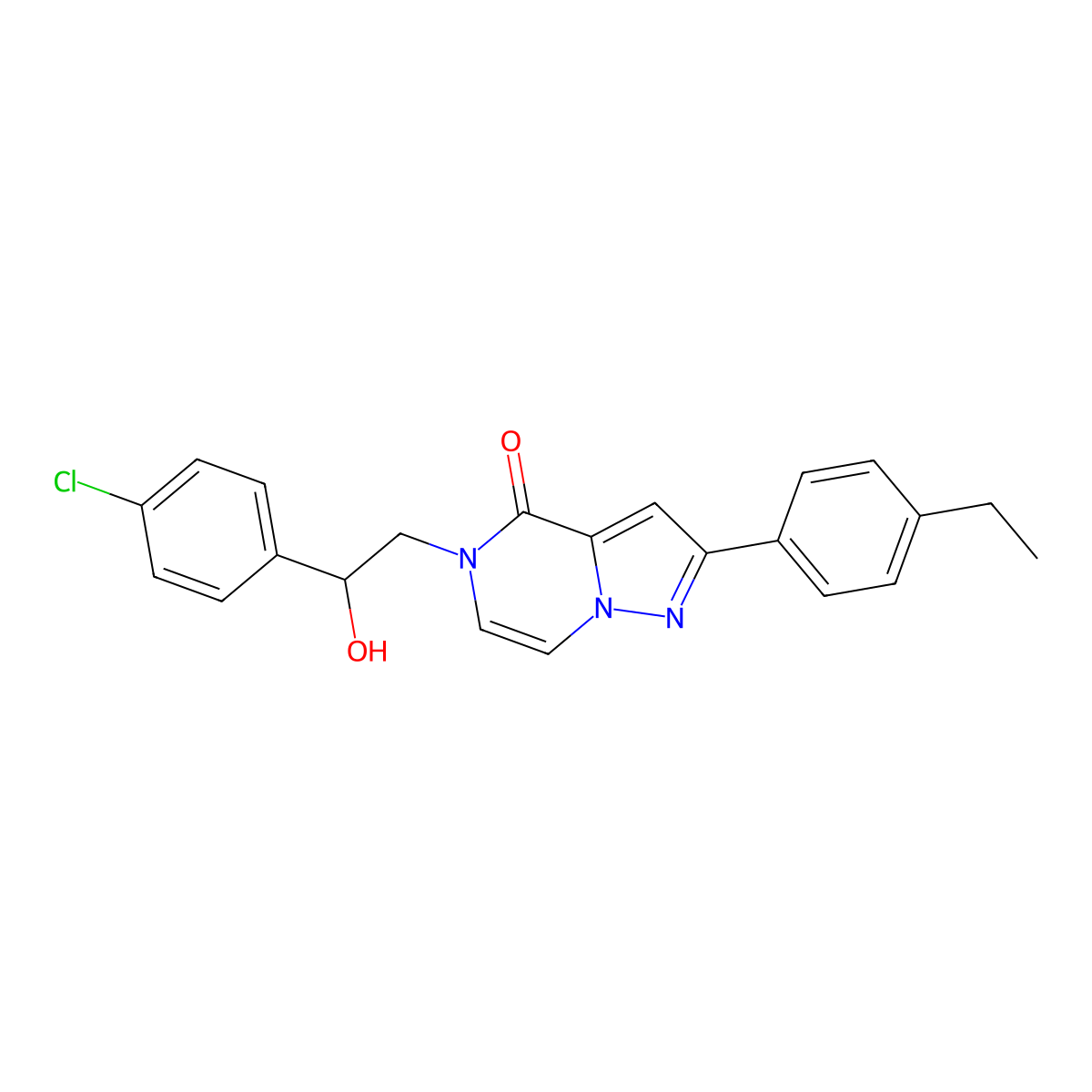 5-[2-(4-chlorophenyl)-2-hydroxyethyl]-2-(4-ethylphenyl)pyrazolo[1,5-a]pyrazin-4(5H)-one molecular structure, CAS 1989792-42-8