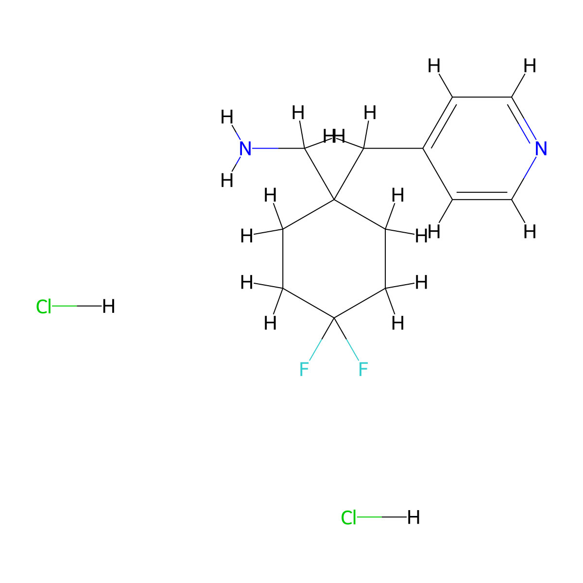 [4,4-Difluoro-1-(pyridin-4-ylmethyl)cyclohexyl]methanamine dihydrochloride molecular structure, CAS 1989793-11-4