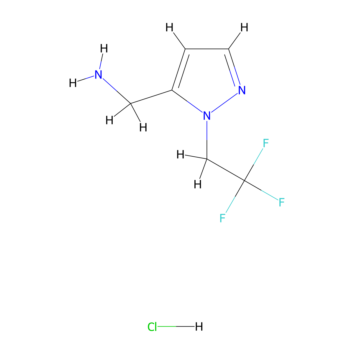 [1-(2,2,2-Trifluoroethyl)-1H-pyrazol-5-yl]methanamine hydrochloride molecular structure, CAS 1989793-30-7