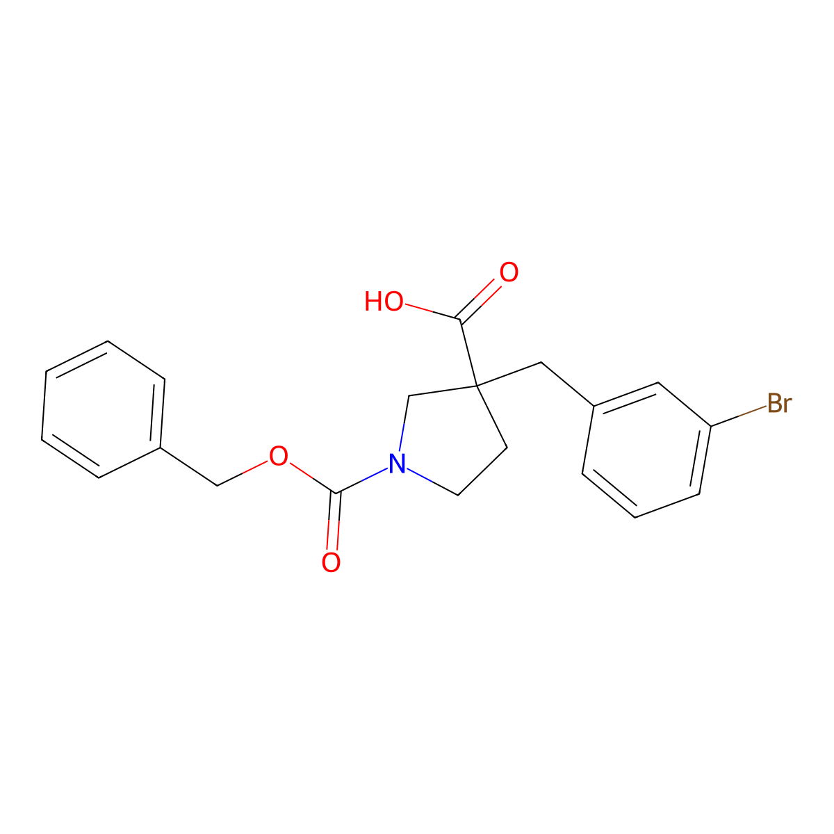 1-[(Benzyloxy)carbonyl]-3-[(3-bromophenyl)methyl]pyrrolidine-3-carboxylic acid molecular structure, CAS 1989801-06-0