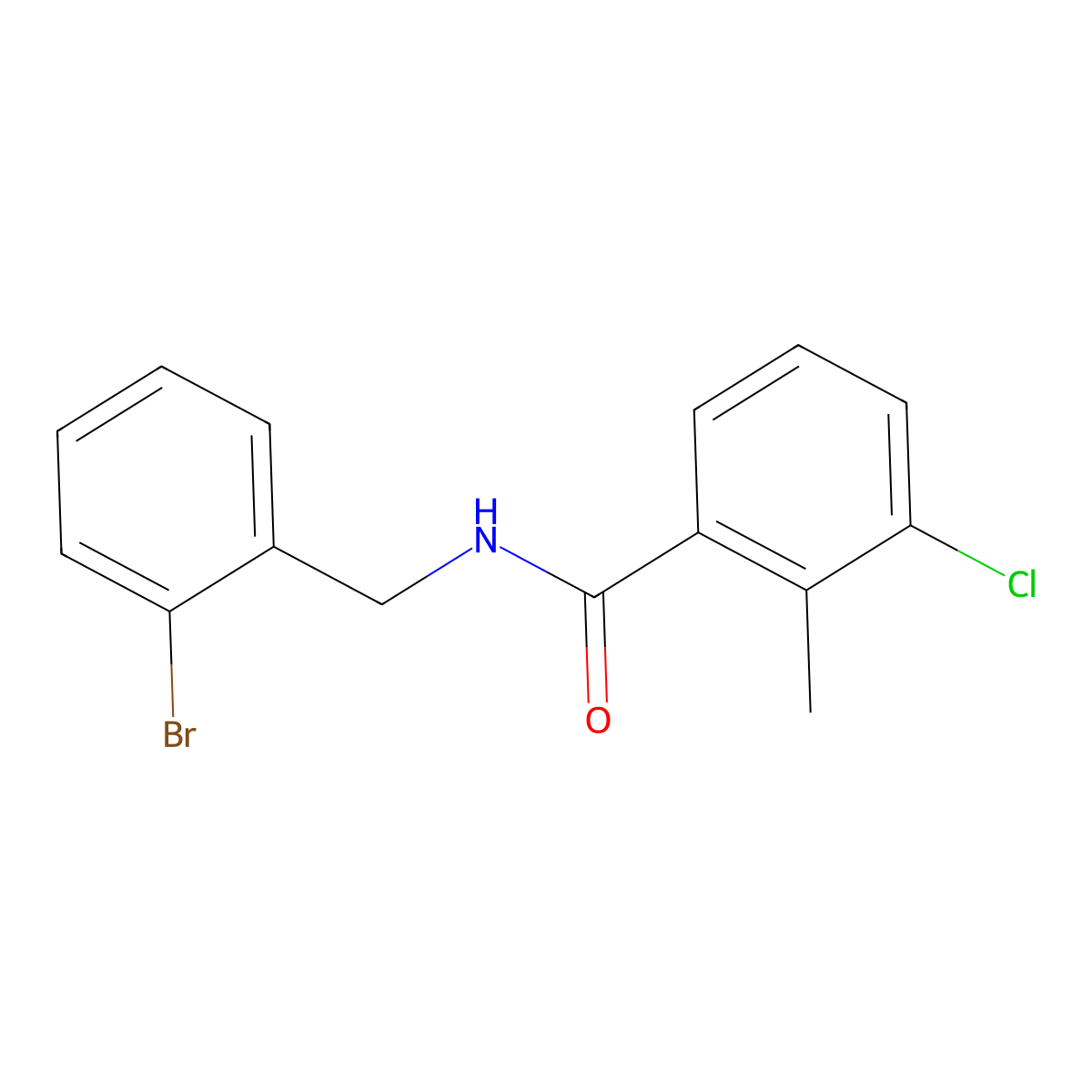 N-[(2-Bromophenyl)methyl]-3-chloro-2-methylbenzamide molecular structure, CAS 1989802-09-6
