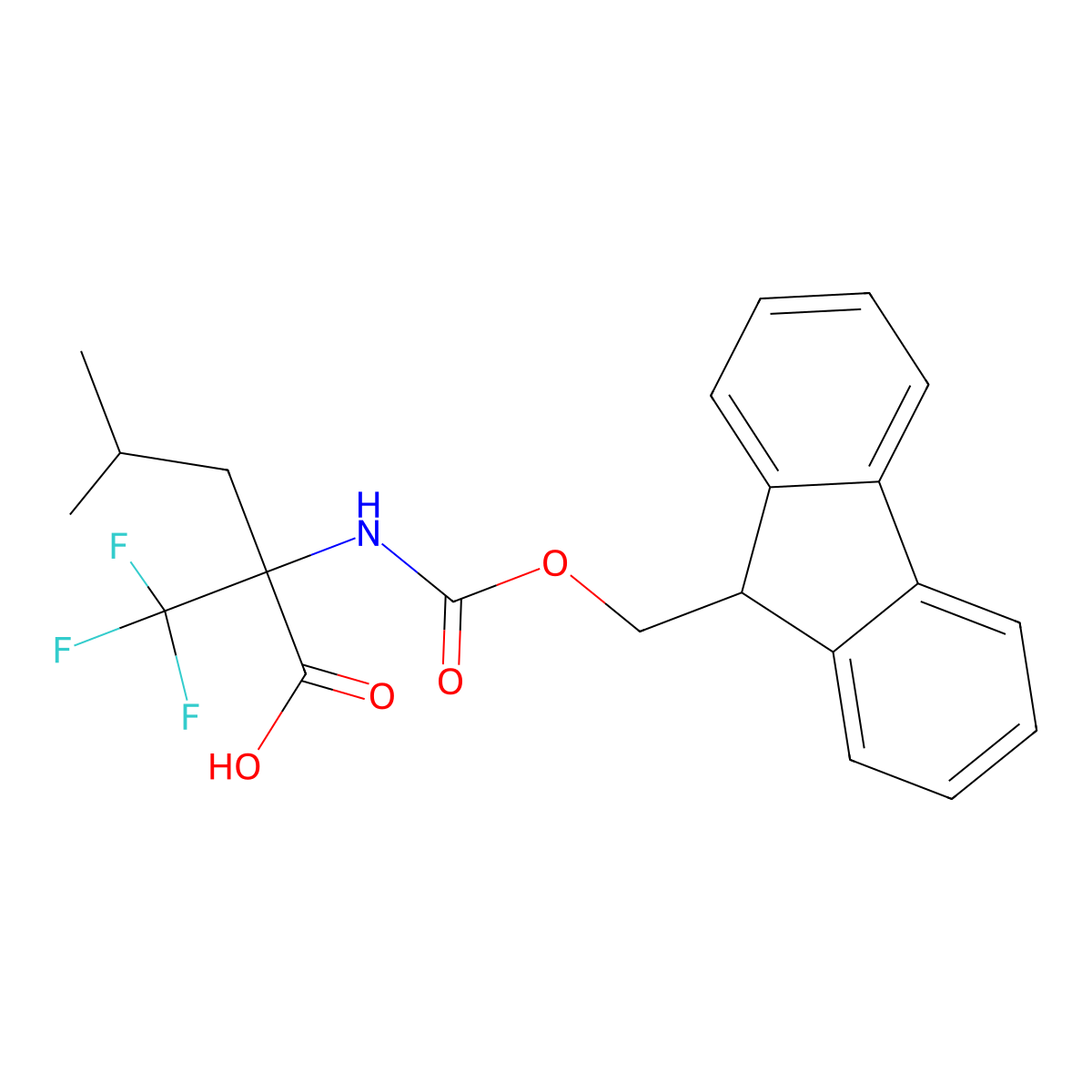 2-({[(9H-fluoren-9-yl)methoxy]carbonyl}amino)-4-methyl-2-(trifluoromethyl)pentanoic acid molecular structure, CAS 1989828-28-5