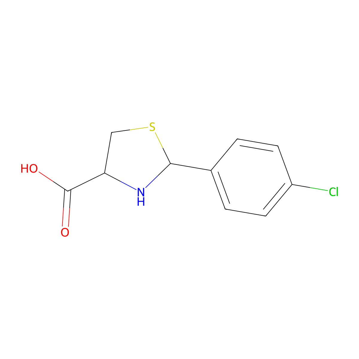 (4R)-2-(4-chlorophenyl)-1,3-thiazolidine-4-carboxylic acid molecular structure, CAS 198991-78-5