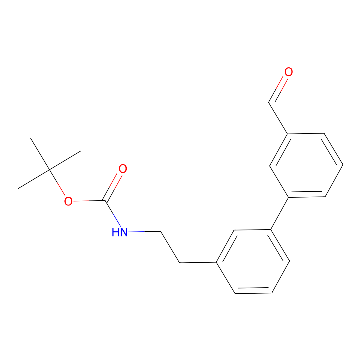 tert-Butyl (2-(3'-formyl-[1,1'-biphenyl]-3-yl)ethyl)carbamate molecular structure, CAS 1989954-20-2