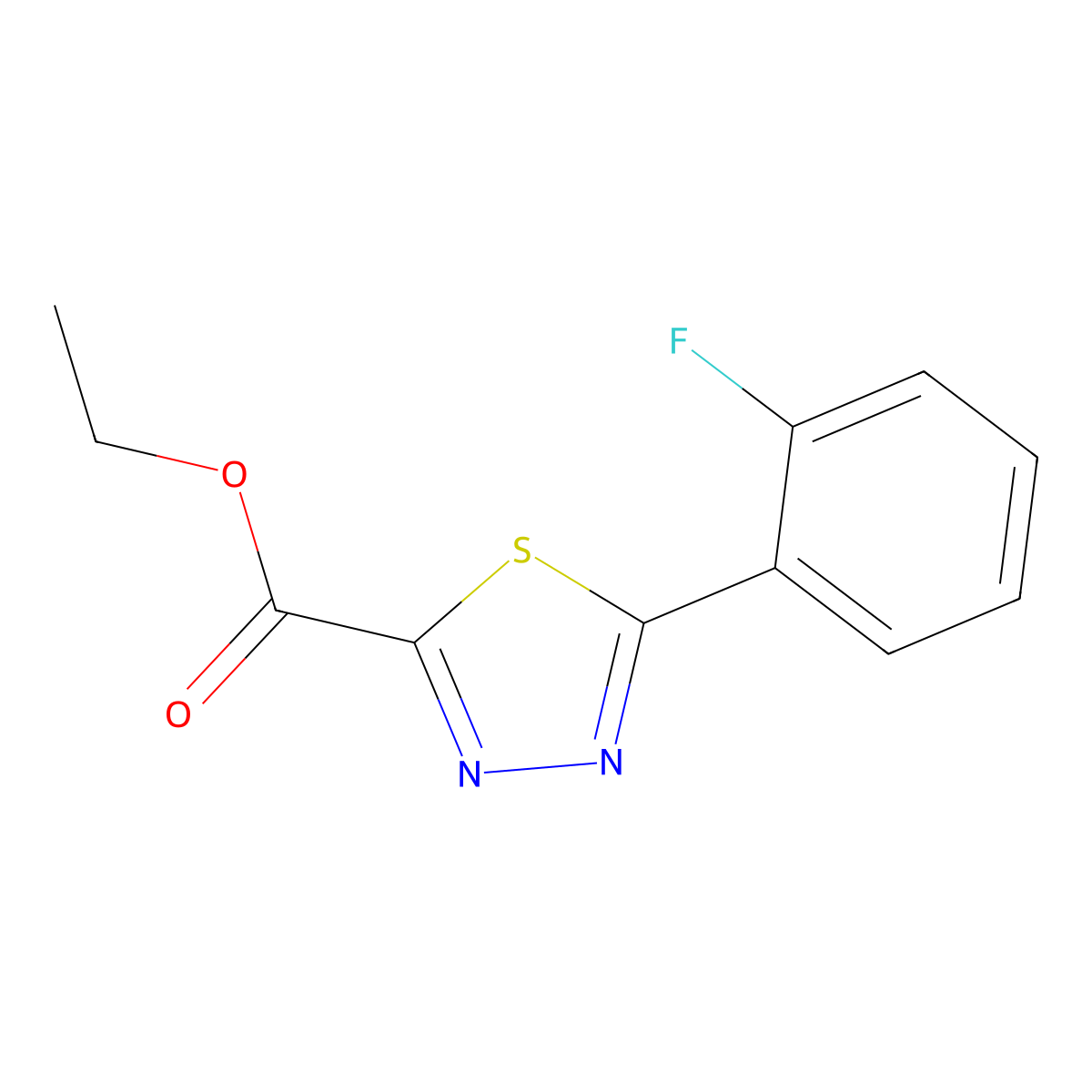 Ethyl 5-(2-fluorophenyl)-1,3,4-thiadiazole-2-carboxylate molecular structure, CAS 1989983-15-4