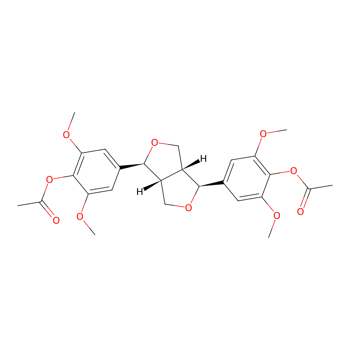 Syringaresinol diacetate molecular structure, CAS 1990-77-8