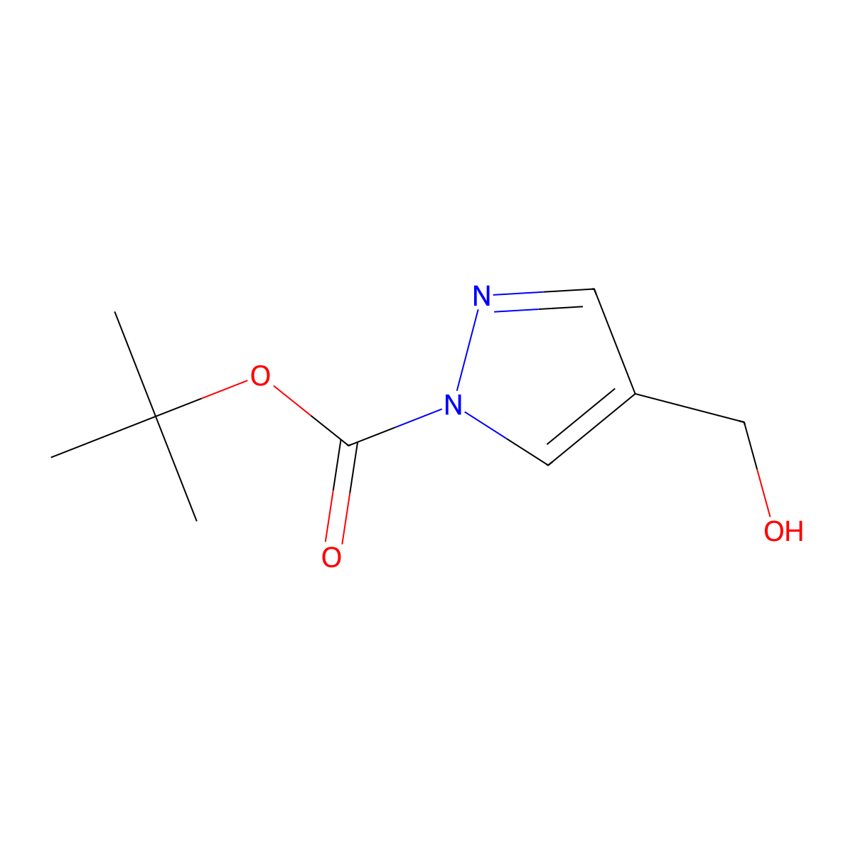 1-Boc-4-(hydroxymethyl)pyrazole molecular structure, CAS 199003-22-0