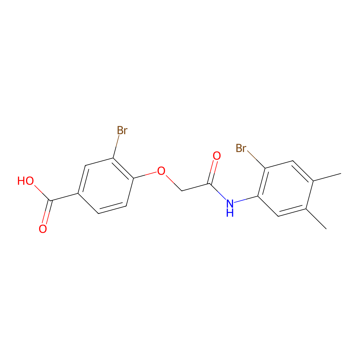 3-Bromo-4-{2-[(2-bromo-4,5-dimethylphenyl)amino]-2-oxoethoxy}benzoic acid molecular structure, CAS 1990118-33-6