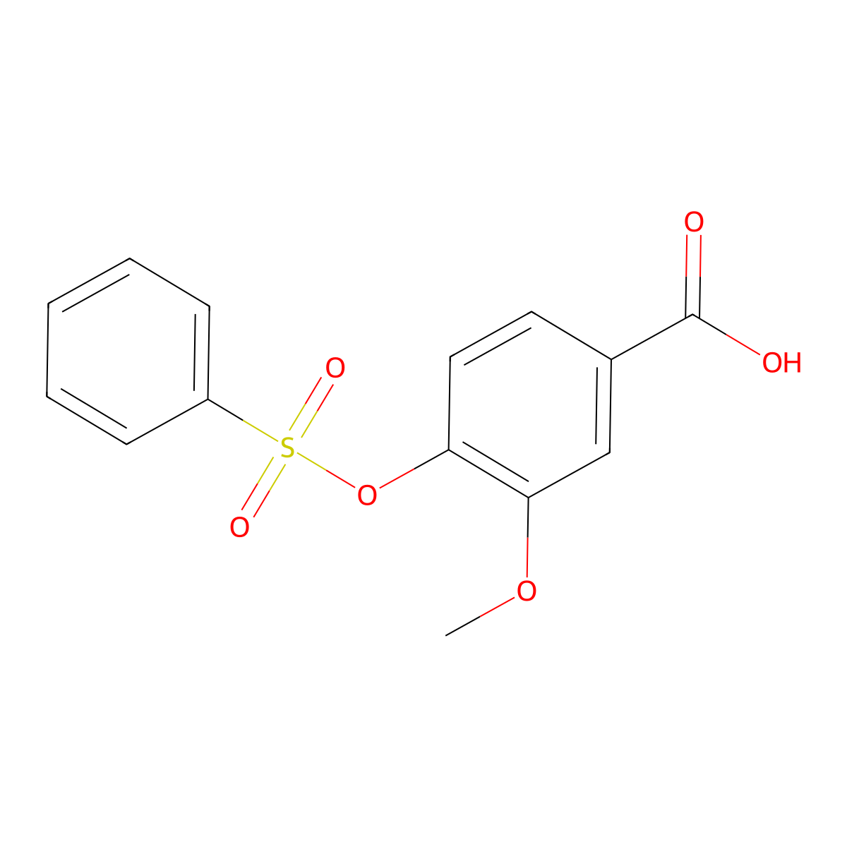 3-Methoxy-4-[(phenylsulfonyl)oxy]benzoic acid molecular structure, CAS 1990118-40-5