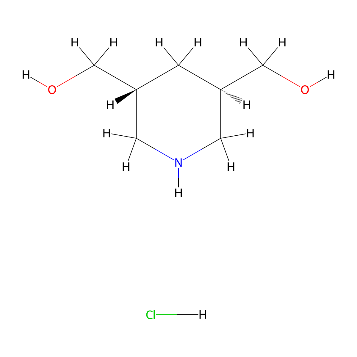 rac-(3R,5R)-3,5-Piperidinediyldimethanol hydrochloride molecular structure, CAS 1990119-69-1