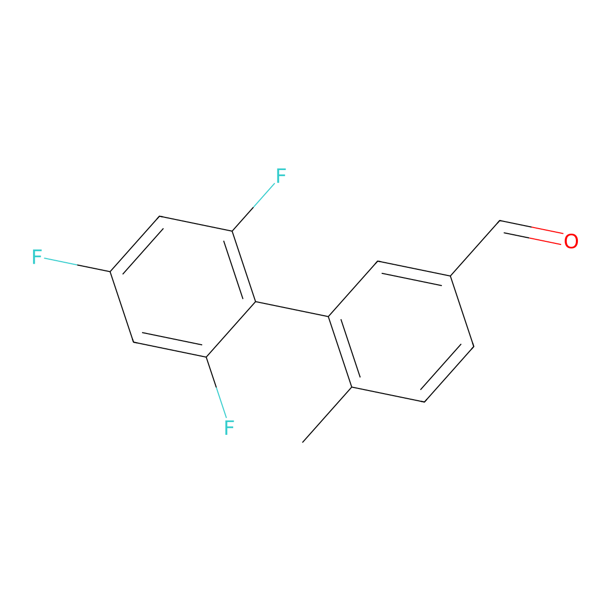 2',4',6'-Trifluoro-6-methyl[1,1'-biphenyl]-3-carboxaldehyde molecular structure, CAS 1990415-91-2