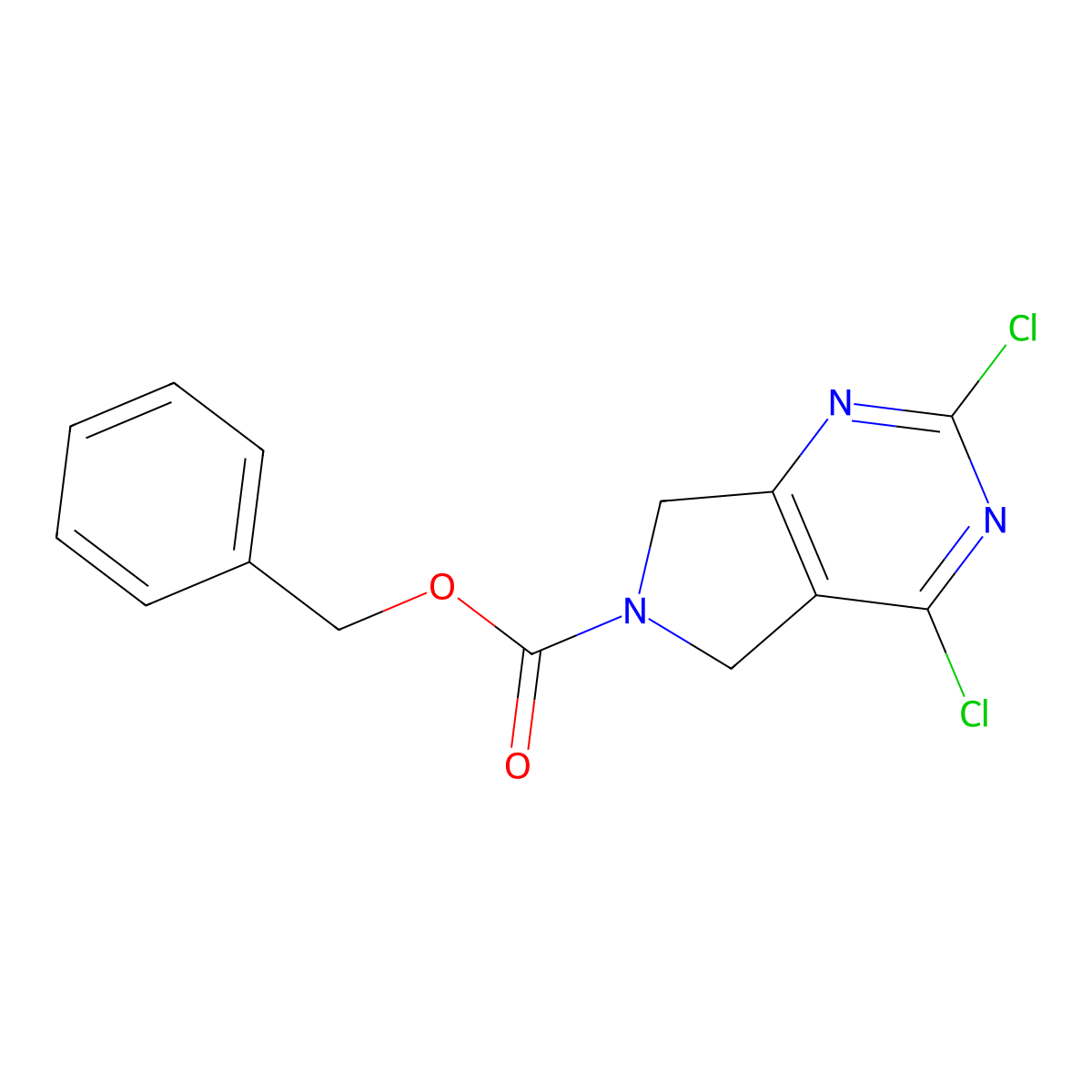 Benzyl 2,4-dichloro-5,7-dihydro-6H-pyrrolo[3,4-d]pyrimidine-6-carboxylate molecular structure, CAS 1990514-48-1